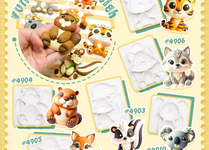 Woodland Animal Fondant Molds Cake Topper 6-count