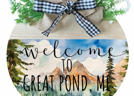 Wooden Wreath Explore Great Pond Maine Souvenir Camping Welcome Sign 2-Pack