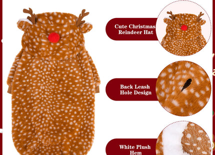 EXPAWLORER Dog Hoodie Christmas Reindeer Costume,Fluffy Christmas Dogs Sweater Cute Outfits,Warm Moose Coat Pet Clothes Winter for Puppy Small Medium Large Dogs