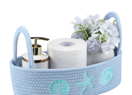 Vesici Ocean Woven Toilet Paper Basket Coastal Cotton Rope Bathroom Decor