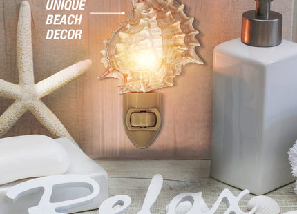 Real Shell Night Light, Seashell Decor for Coastal Bathroom or Beach House