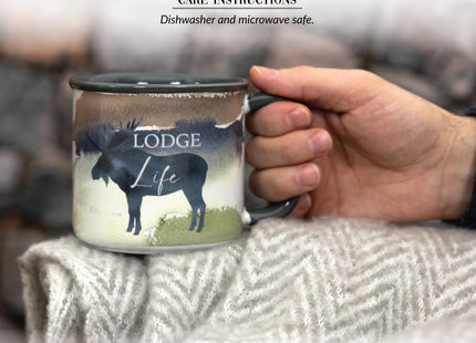 Pavilion Gift Company - Lodge Life - Moose - 17 Oz Coffee Mug Tea Cup Woodland Hiking Camping Cabin Woods Lodge Gift Outdoorsy Present