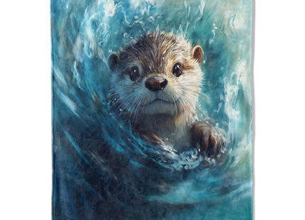 Mounidso Otter Blanket, Otter Themed Flannel Blanket Gifts for Women, Soft Warm Lightweight Blankets for Living Room Home Travel Decor 40" x 50"