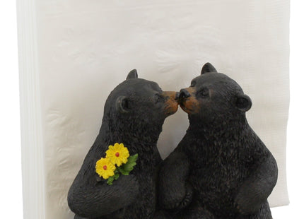 DeLeon Decorative Black Bears Kissing Napkin Holder - Rustic Cabin Art
