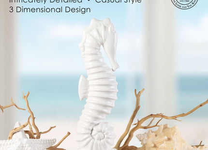Fitz and Floyd Coastal Seahorse Figurine - Handcrafted White Earthenware, Nautical Decor Accent for Living Room, Dining Room, Mantel, Bathroom - Ocean-Inspired Sculptural Home Art, Beach House Decor