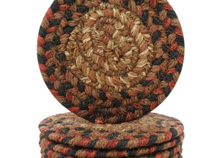 Homespice Gingerbread Braided Coasters for Country Decor, Round 4" Set of 6