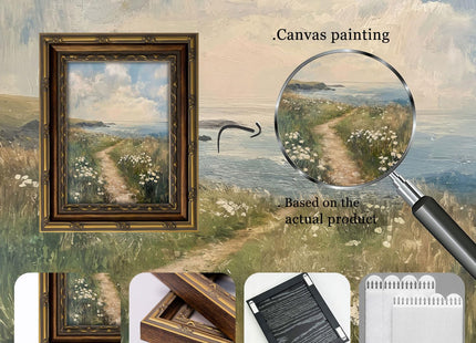 Gold Framed Coastal Landscape Canvas Wall Art, 9x11 inch