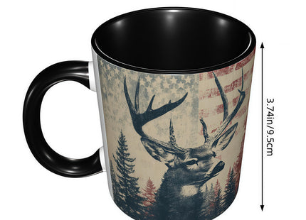 FyLybois Deer Coffee Mug Ceramic Coffee Cup with Handle Microwave Safe for Home or Office Gifts for Women and Men