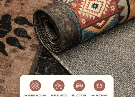 SAIFILI Rustic Cabin Area Rug for Living Room 5x7, Washable Southwestern Country Lodge Bear Rug, Non-Slip Low Pile Wildlife Animal Carpet for Bedroom, Dining Room, Farmhouse, Home Decor