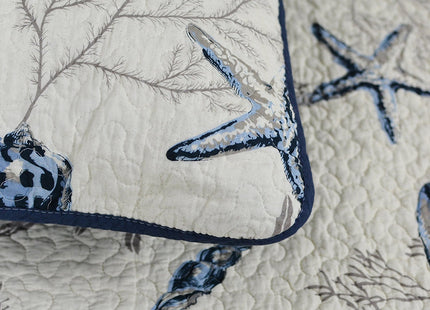 Brandream Coastal Seashell Beach Bedding Quilt Set Nautical Coverlet Set King Size 100% Cotton 3-Piece