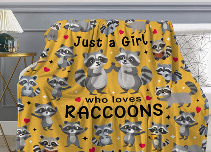 Pertos Raccoon Gifts Blanket Cute Raccoon Throw Blanket