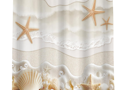 Starfish Beach Coastal Ocean Beige White Bathroom Shower Curtain Set