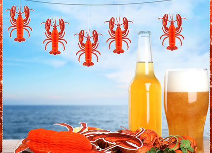 Jetec 6 Pcs Tissue Crab Lobster Honeycomb Centerpiece Hanging Crab Lobster Party Decorations Table Decor for Summer Sea Animal Beach Birthday Party Supplies(Lobster)