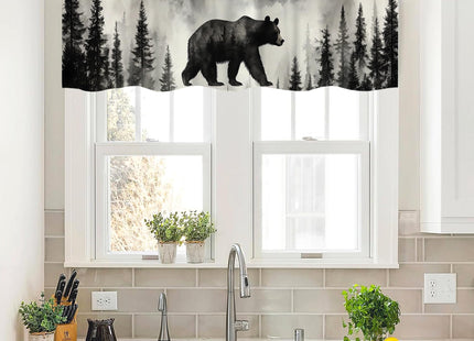 Twistmyst Bear Valance Curtains,Rod Pocket Valances for Windows,Small Window Treatment Valances for Kitchen,Living Room,Bedroom,Bathroom,Home Decor,18x54 Inch,1 Panel,Rustic Cabin Forest