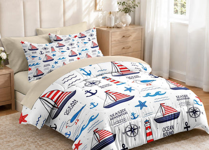 Zzzboro Twin Size Comforter Set with Sheets, 5 Pieces Beach Ocean Bedding