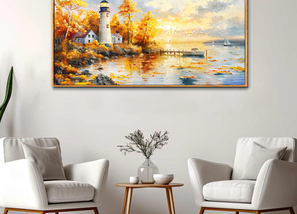 Ocean Beach Canvas Wall Art for Bedroom Lighthouse Seascape Painting 30x60