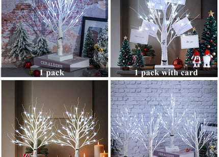 BDUSXYZ 4pcs 36LED Lighted Birch Tree Home Decor - White Birch Tree with Lights Money Tree Wedding Centerpieces Artificial Branches Table (White)