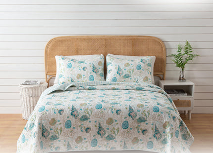 Great Bay Home Coastal Quilt Set - 2-Piece Twin/Twin XL Size Nautical Bedding Set - Lightweight, All-Season, Reversible Bedspread (Seashell)