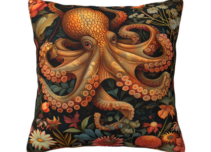 Ideeze William Morris Style Octopus Art Print Throw Pillow Covers Soft Decorative Blue and Green Throw Pillowcases Cushion Case Square for Home Decor Bed Couch Car Living Room 18x18 Inch