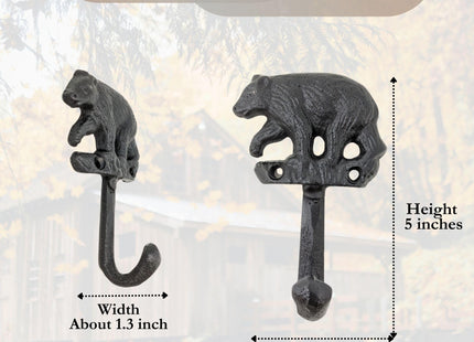 BestGiftEver Decorative Wall Coat Hooks Set of 2 with Black Bear
