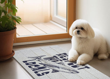 Yhtrg Coastal Beach Door Mat, Shark Rug, Respect the Locals Shark Doormat for Indoor Outdoor Entrance Porch, Ocean Bathmat Rug for Bathroom, 17x30 Inches