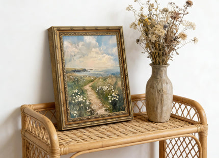 Gold Framed Coastal Landscape Canvas Wall Art, 9x11 inch