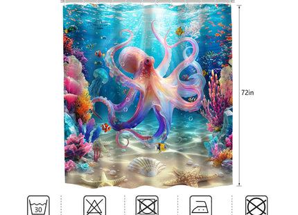 Ocean Octopus Shower Curtain Nautical Kraken Tentacles Bathroom Decor 72x72
