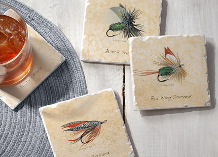 Thirstystone Fly Fishing Lures 4 Pack Tumbled Tile Stone Coasters