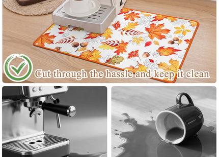 SHACOS 2 Pack 12x19 Inch Fall Dish Drying Mat, Maple & Nuts