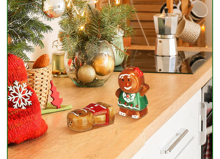 RimCereal 2 Pcs Christmas Gingerbread Shaped Salt and Pepper Shakers, Brown