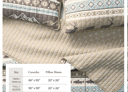 Great Bay Home Lodge Quilt Set - 3-Piece Full/Queen Size Rustic Bedding Set - Lightweight, All-Season, Reversible Bedspread (Rustic Lodge Stripes)