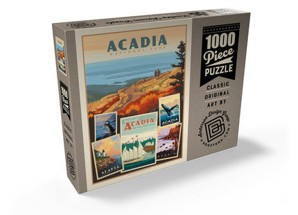 MyPuzzle Acadia National Park: Collage Print, Vintage Poster - Premium 1000 Piece Jigsaw Puzzle for Adults