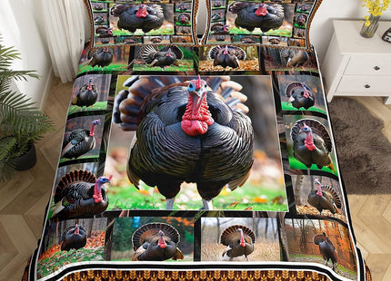 Erosebridal Turkey Duvet Cover Queen Size Wildlife Bird Pheasant Bedding Set Hunting Turkey Comforter Cover Farmhose Bird Chicken Bedroom Decor Quilt Cover for Adult Men Women