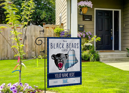 Rico Industries NCAA Maine Black Bears This is Bears Country - Plaid Design Personalized Garden Flag