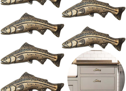 Sraseenomy 6 Pack Fish Cabinet Knobs, Zinc Alloy Drawer Pulls