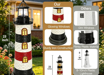 Garden Statues 23" Coastal Solar Lighthouse Garden Decor Gardening Gift