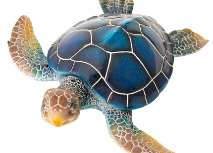 Corner Merchant Sea Turtle Statue Garden Decor Tabletop Display and Wall Hanging Sea Turtle Sculpture (Navy, 16"x15")