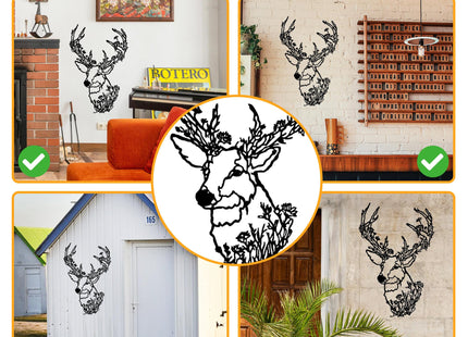 Metal Deer Head Wall Decor, Deer Decor Wall Art, Rustic Hunting Sign, Black