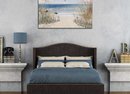 XXMWallArt FC3781 Sandy Beach Wall Art Canvas Print Wall Art Seascape Blue Print Home Decor Abstract Coastal Picture Modern Ocean Artwork for Living Room Bedroom Bathroom Office Decor