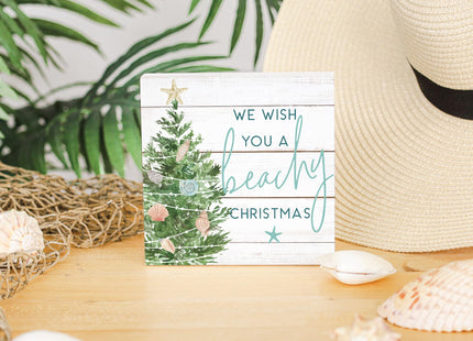 Simply Said, INC Small Talk Christmas Sign - We Wish You A Beachy Christmas - Coastal Holiday Decor - 5.25 x 5.25 inches STS1708