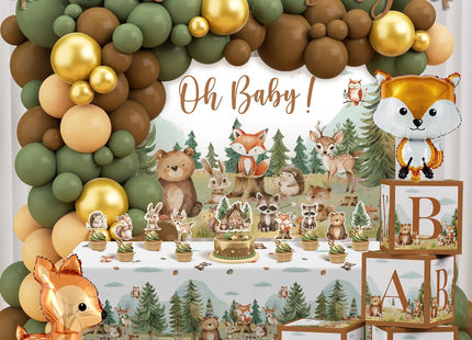 123pcs Woodland Baby Shower Decorations