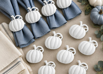 Patelai 12 Pieces Fall Pumpkin Napkin Rings Thanksgiving, White