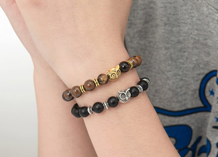 Softones Owl Gifts Owl Bracelets Healing Crystals Bracelet for Women Men Spiritual Energy Beaded Bracelet Set Gifts