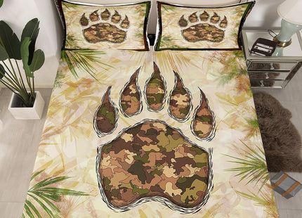 Erosebridal Camo Bear Paw Bedding Set Twin Camouflage Wild Animal Sheet Set Nature Woodland Tree Branch Camo Bed Sheets for Kids Boys Teen Men,Wildlife Fitted Sheet + Flat Sheet + 1 Pillow Case
