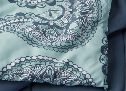 Amazon Basics 10-Piece Bed-in-a-Bag Comforter Set, Soft, Lightweight Microfiber, Full/Queen, Sea Foam Medallion