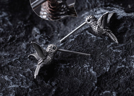 COPPERTIST.WU Hummingbird Stud Earrings 925 Sterling Silver Stud Dainty Earrings Hummingbird Jewelry Gifts for Women