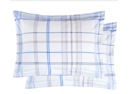 Elegant Comfort 8-Piece Lodge Plaid Reversible Comforter Set - All Season Bed in a Bag, 4-Piece Sheet Set Featuring Smart Pockets, Matching Shams and Decorative Pillow, Full/Queen, Aqua