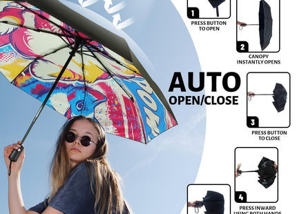 SY COMPACT Travel Umbrella - Windproof Automatic Compact Umbrellas for Rain