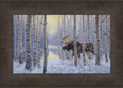 On The Move by Derk Hansen 11x15 Moose Trees Snow Framed Art Print Wall Décor Picture