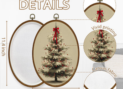 WULQYING Red Bow Christmas Tree Pine Oval Wall Art Decor Home 8.6x11.4